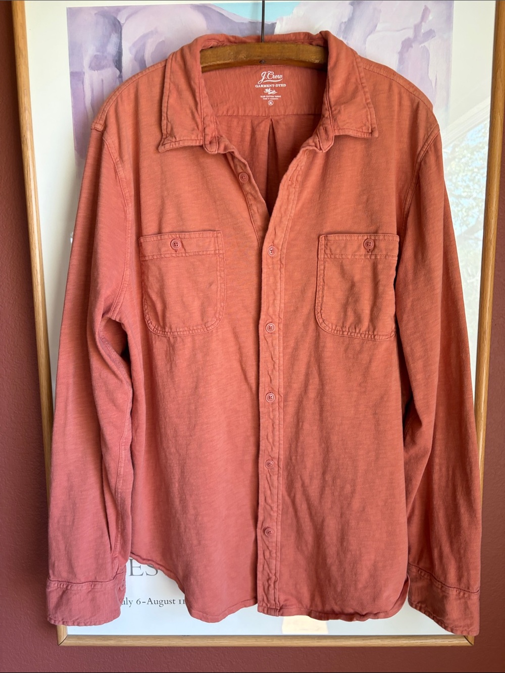J. Crew Garment Dyed Knit Soft Slub Cotton Shirt, Size XL